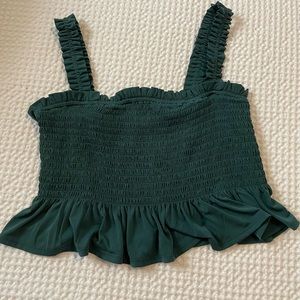 Cropped scrunch tank, emerald green